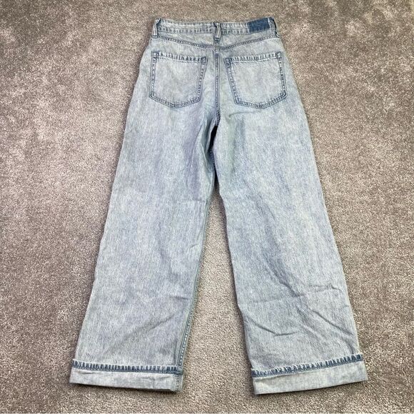 Hollister Jeans Womens 25 Short Blue Baggy Wide Leg High Rise Lightweight Cuffed - Picture 4 of 12